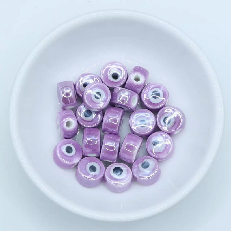 5pcs Ceramics Glazed Eyes Beads Pottery Bracelet Making Findings