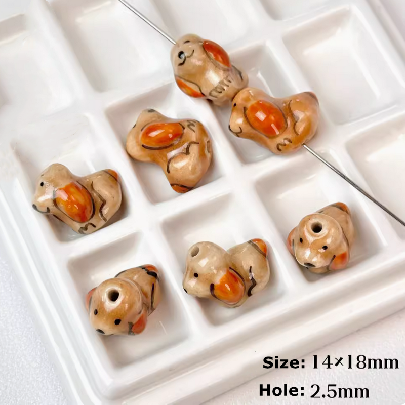 Ceramics Glazed Clay Animal Spacers Charms Pendant