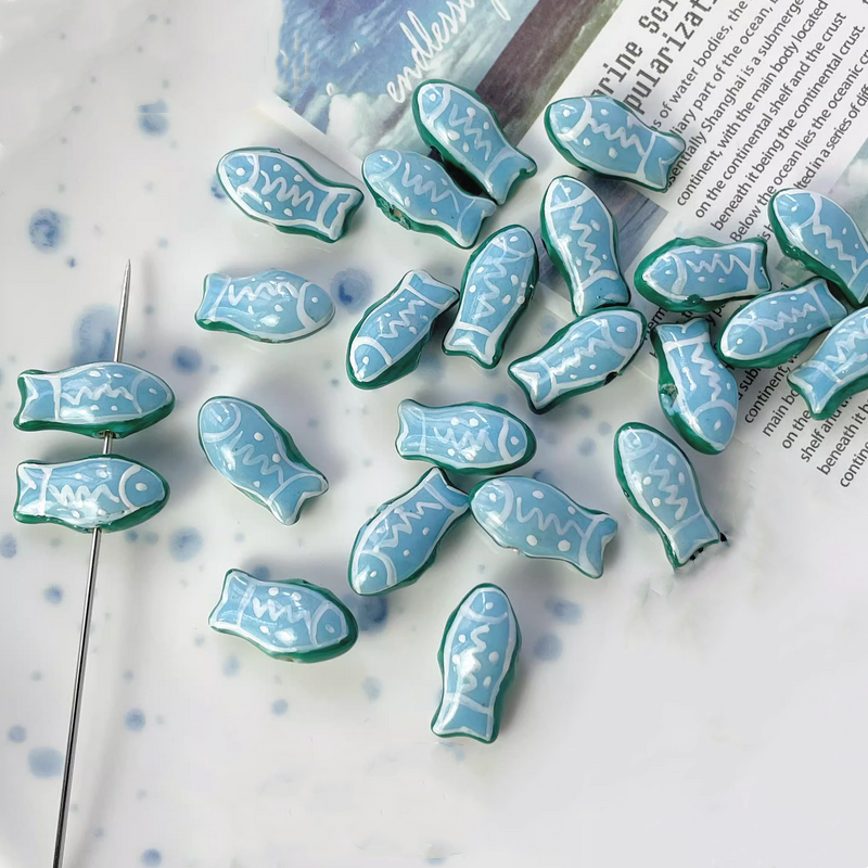Ceramics Glazed Tropical Fish Colorful Charms Handmaking Pendants