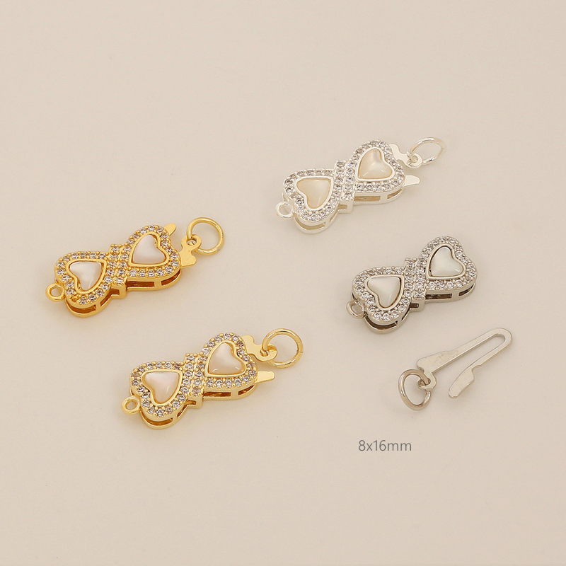 Brass Gilded Shell Insert Box Clasp Bow Beans Shape
