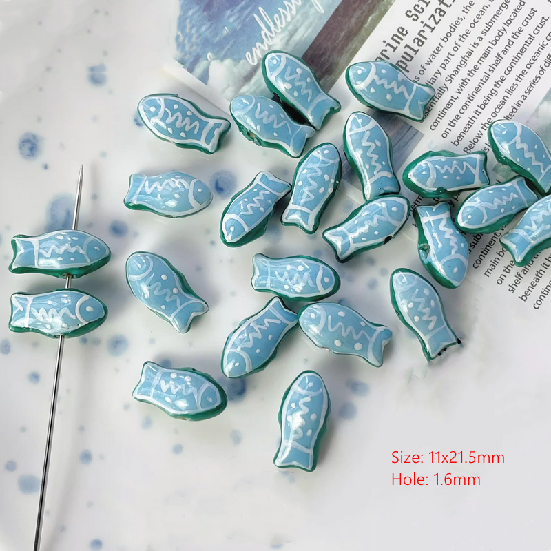 Ceramics Glazed Tropical Fish Colorful Charms Handmaking Pendants