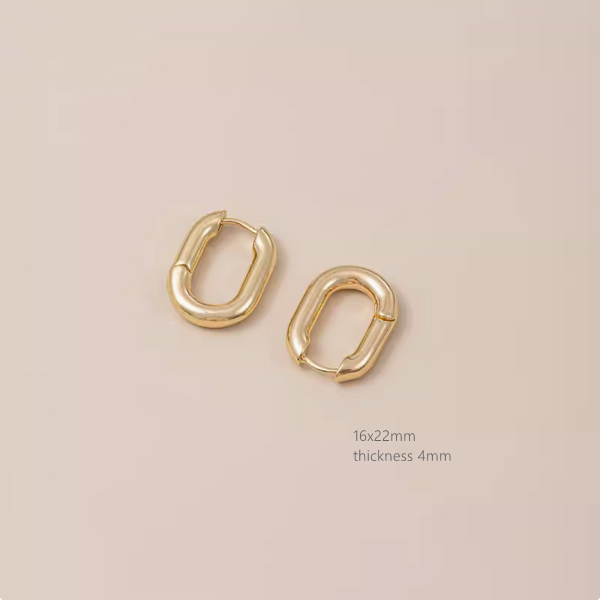 1 Pair Brass Square Ring Earrings Hoops