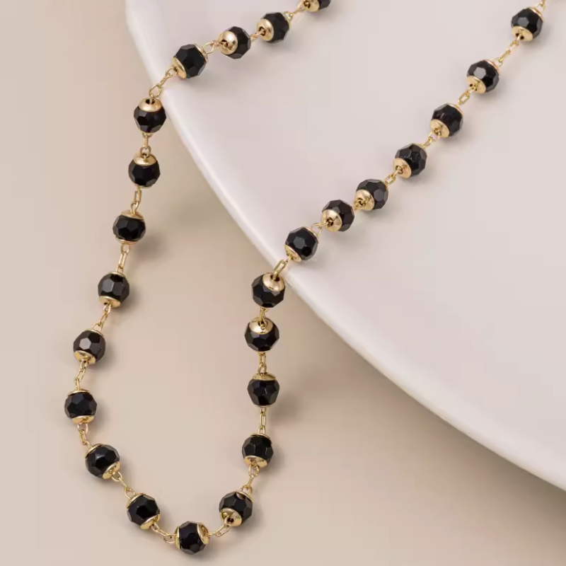 Brass Zircon Faceted Beads Chains Necklace Bracelet Chain