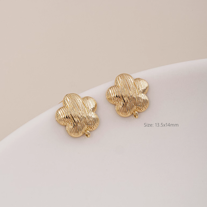 1 Pair Stripe Texture Chunky Earring Stud-925 Silver Needle