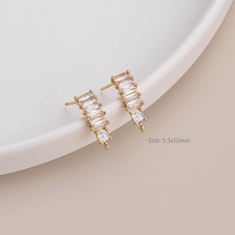 1 Pair Brass Highlight Zircon Earring Stud Jewelry Handmaking