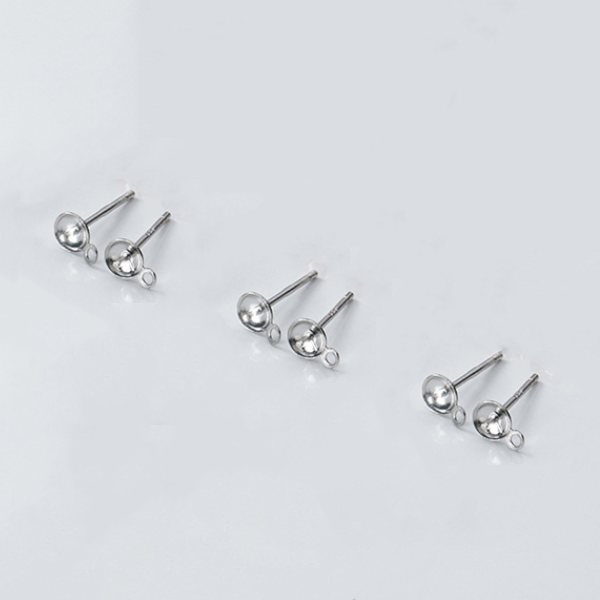 1 Pair 925 Sterling Silver Earring Base,Top Needle+Hanging Ring