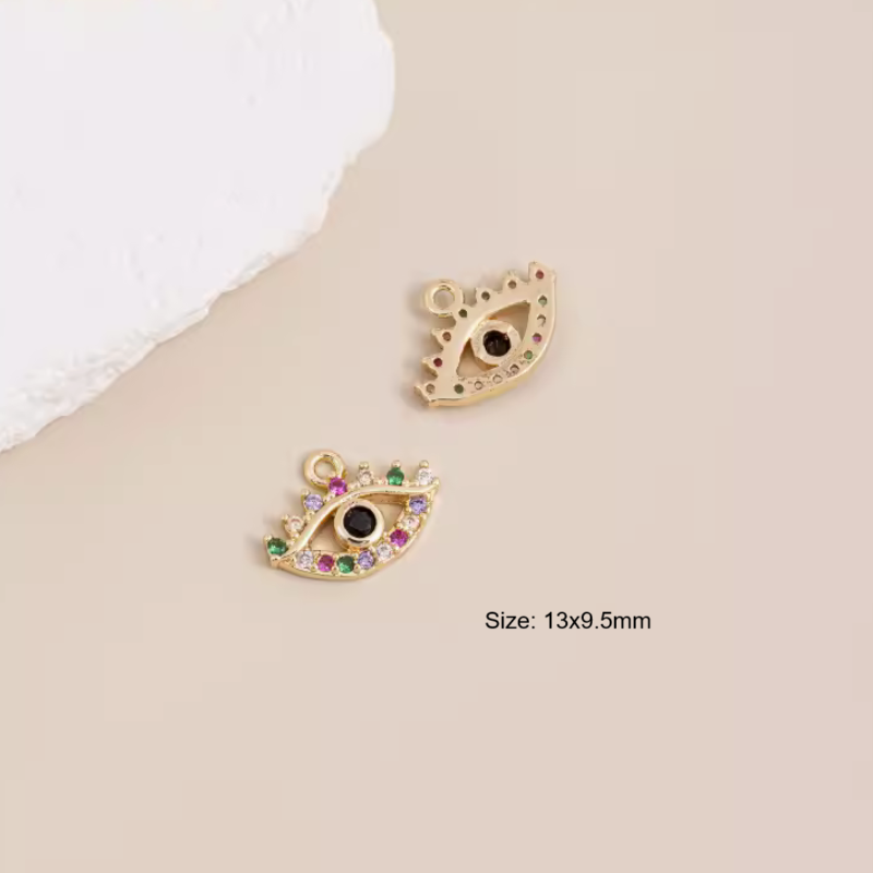 Brass 14K Plated Colorful Zircon Pendants