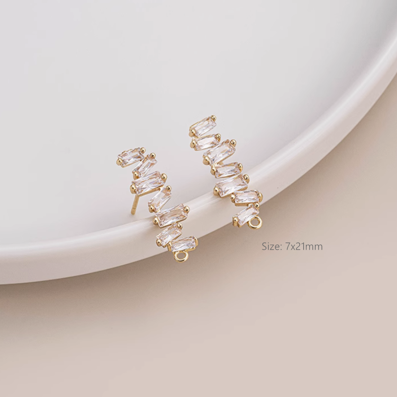 1 Pair Brass Highlight Zircon Earring Stud Jewelry Handmaking