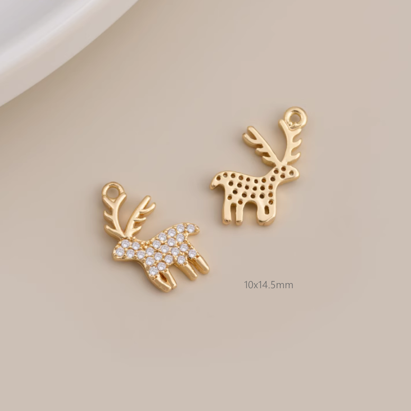 Brass Gilded Zircon Christmas Theme Pendant Pieces