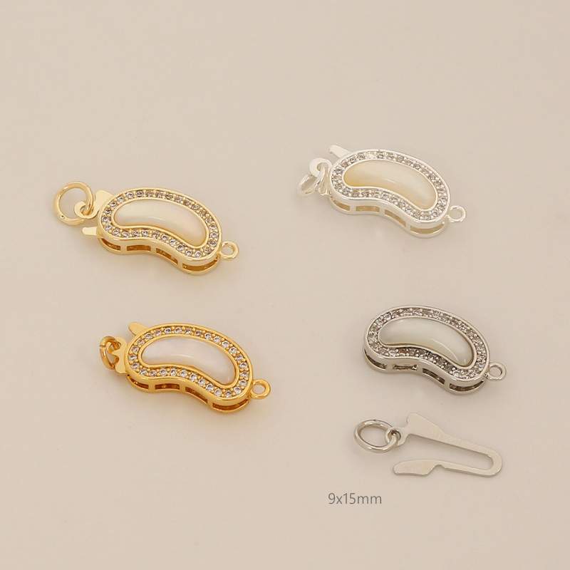 Brass Gilded Shell Insert Box Clasp Bow Beans Shape
