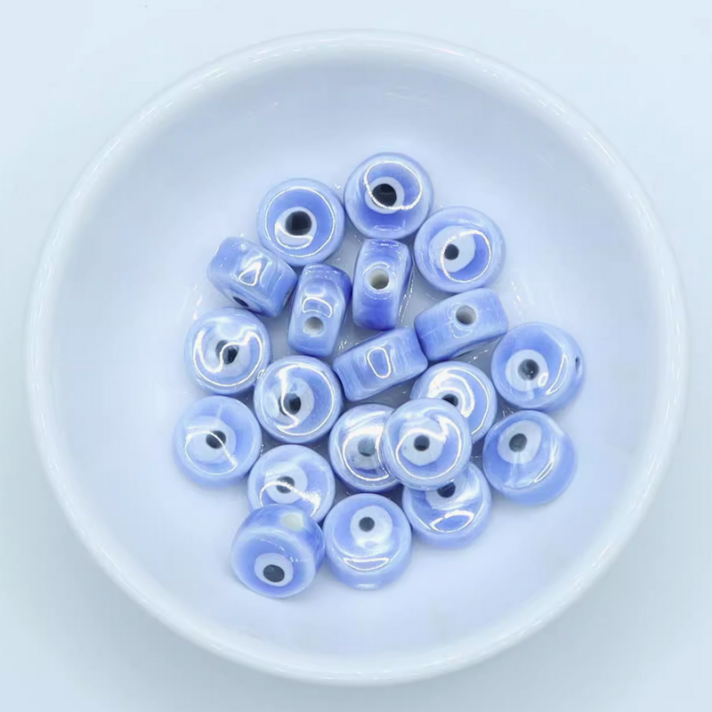 5pcs Ceramics Glazed Eyes Beads Pottery Bracelet Making Findings