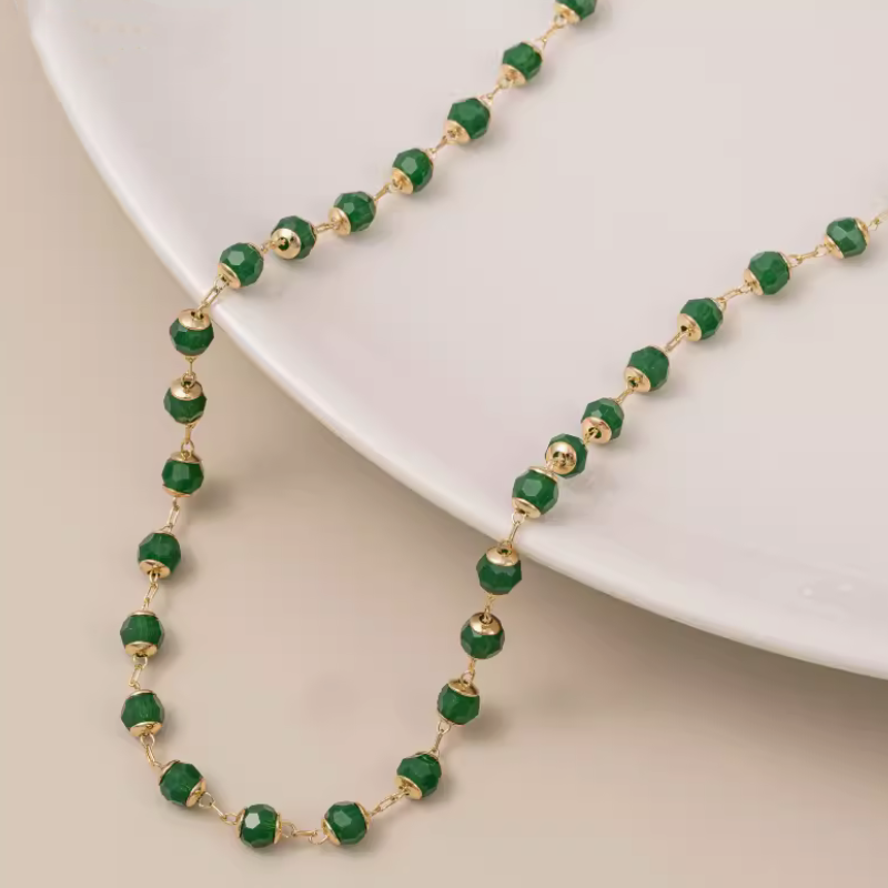 Brass Zircon Faceted Beads Chains Necklace Bracelet Chain