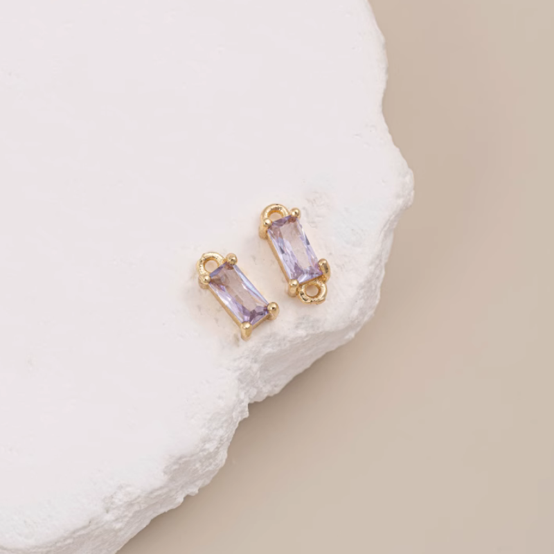 Brass Rectangle High Zircon Pendant Spacers