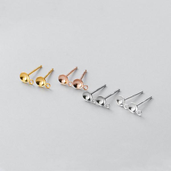 1 Pair 925 Sterling Silver Earring Base, With Hanging Ring