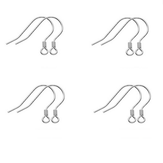 0.6mm 1 Pair Sterling Silver Earring Hooks, Spiral Style, Silver Plated - ERMG-01