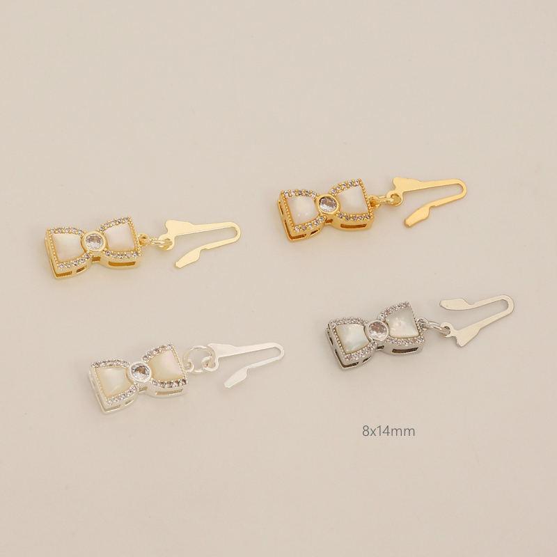 Brass Gilded Shell Insert Box Clasp Bow Beans Shape