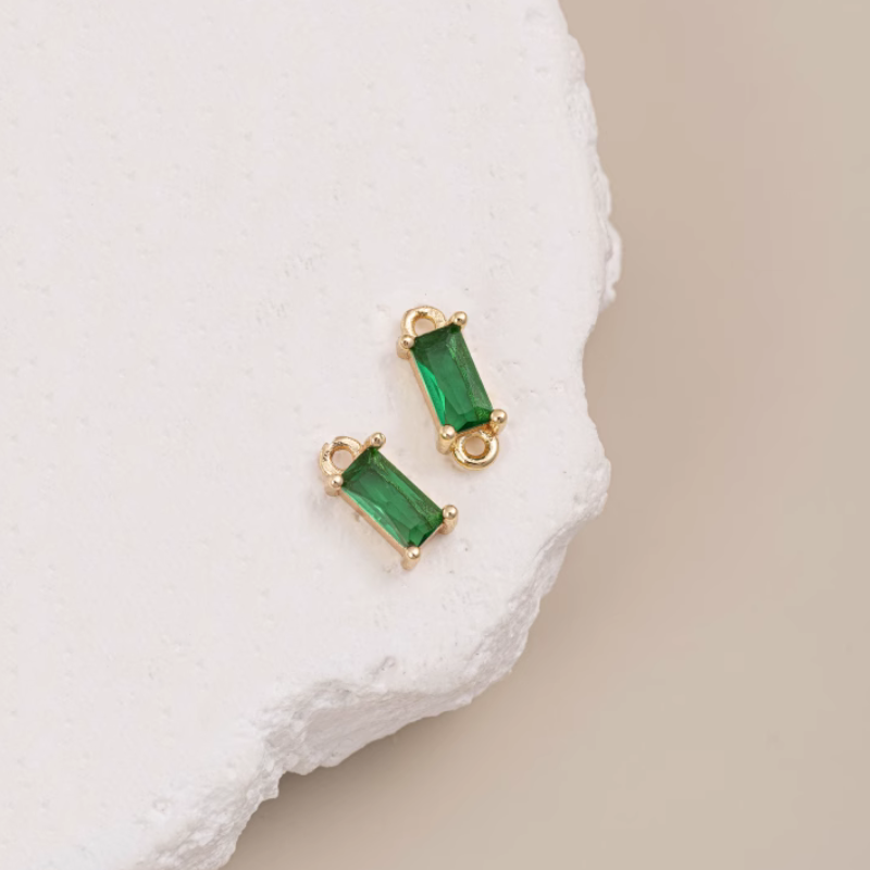 Brass Rectangle High Zircon Pendant Spacers
