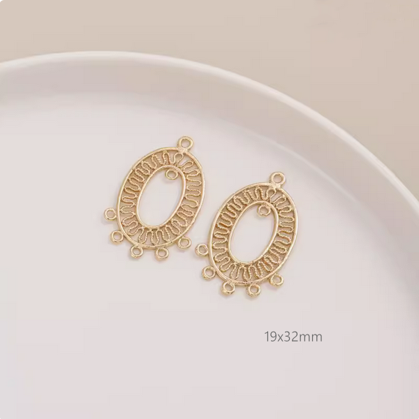 1 Pair Brass 14K Plated Earring Pendants-Multiple Holes