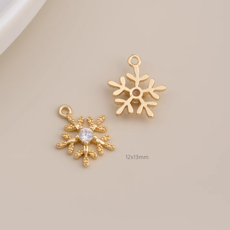 Brass Gilded Zircon Christmas Theme Pendant Pieces