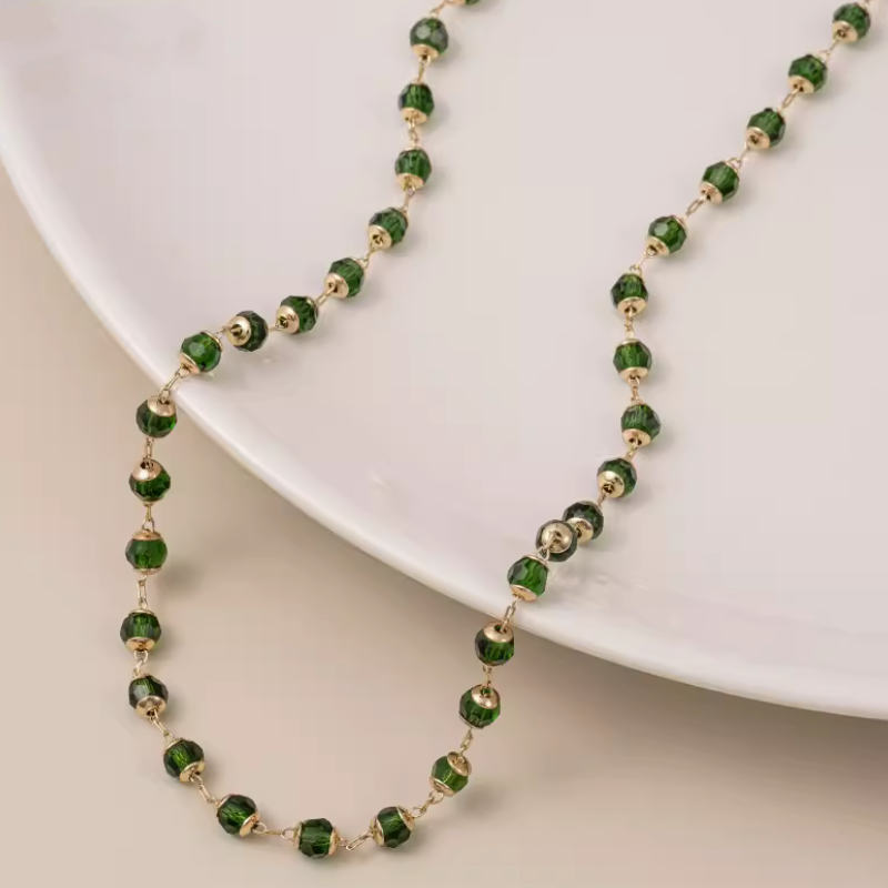 Brass Zircon Faceted Beads Chains Necklace Bracelet Chain