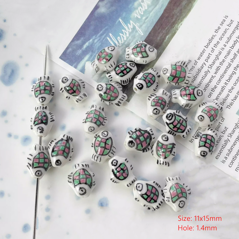Ceramics Glazed Tropical Fish Colorful Charms Handmaking Pendants