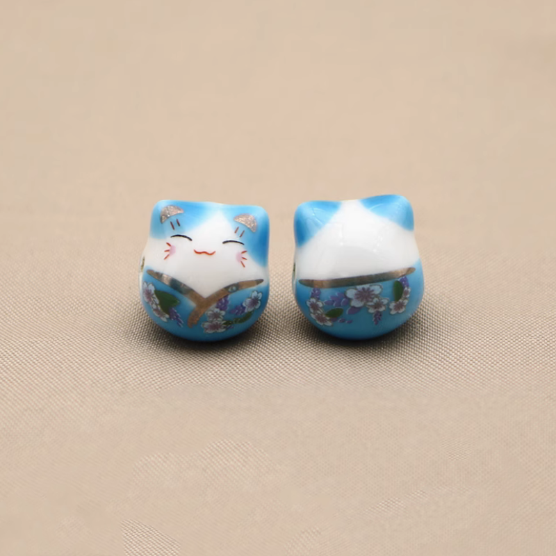Ceramics Glazed Beads Cats Wealth Attract Symbol Charms Pendant