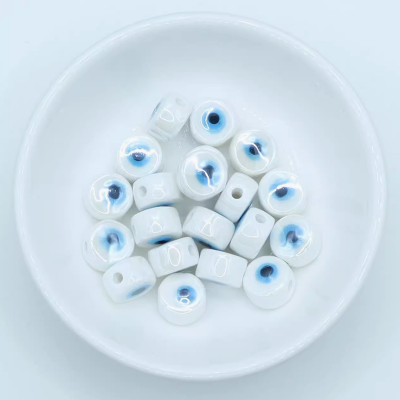 5pcs Ceramics Glazed Eyes Beads Pottery Bracelet Making Findings