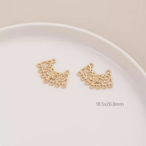 1 Pair Brass 14K Plated Earring Pendants-Multiple Holes