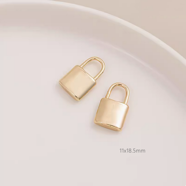 Brass Lock & Key Pendant 14K Gilded Metal Charms