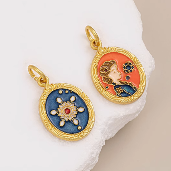 Brass Princess Pendant Piece 18K Matt Gilded