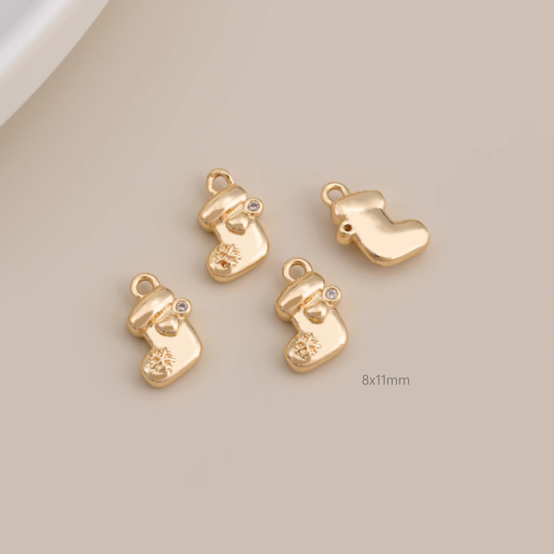 Brass Gilded Zircon Christmas Theme Pendant Pieces