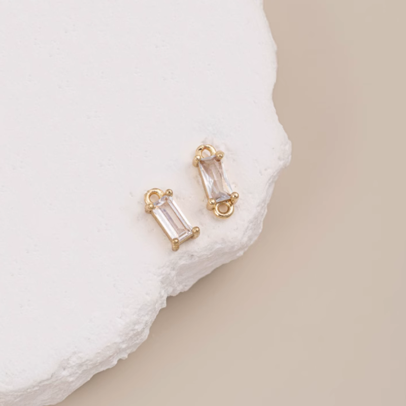 Brass Rectangle High Zircon Pendant Spacers