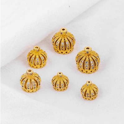 Alloy Zircon Crown Pendant Cap 18K Plated - PMCR-01