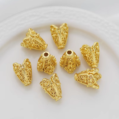 Alloy Gilded Tassel Pendant Caps 18K Plated