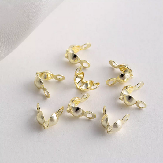 10pcs Clamshell Fold-Over/Knot/End Cap Covers, 14K Plated- CMCJ-01