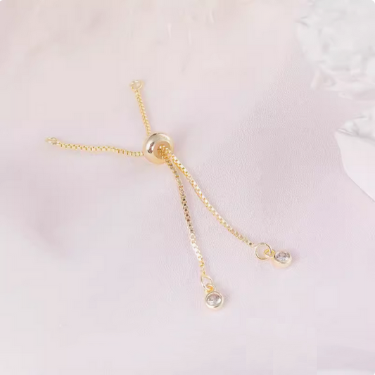 Brass X Extended Chain With Zircon, Gold Plated -CMYL-01