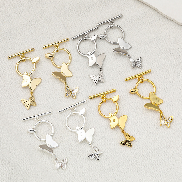 Brass Pinch / OT Toggle Clasps -Double Butterfly