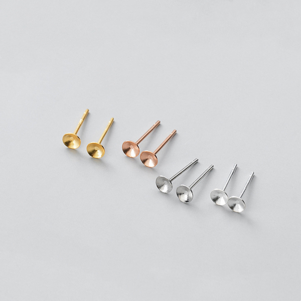 1 Pair 925 Sterling Silver Earring Base