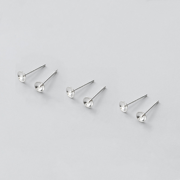 1 Pair 925 Sterling Silver Earring Base, Top Needle+No Ring