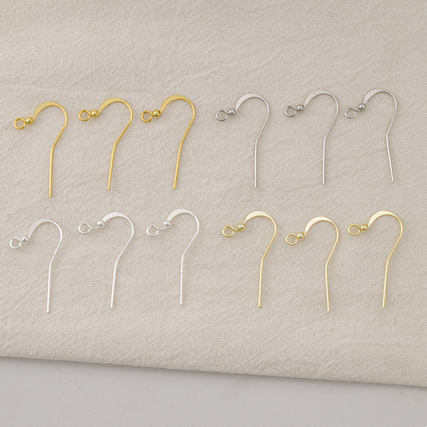 5 Pairs Brass Earring Hook Color Preservation