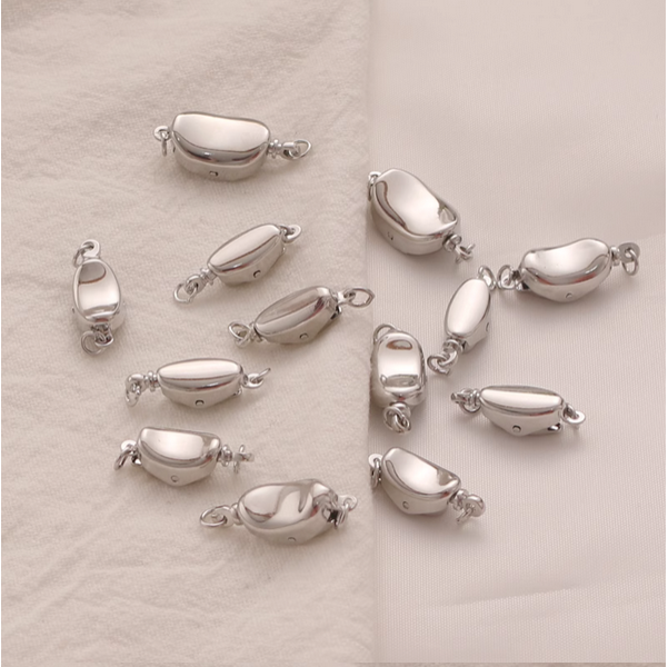 Brass Platinum Plated Plain YuanBao Inserts Clasp