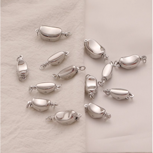 Brass Platinum Plated Plain YuanBao Inserts Clasp