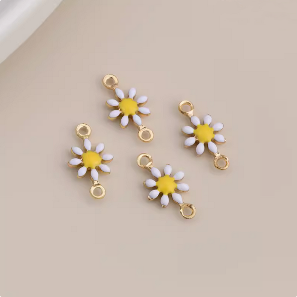 Brass 14K Plated Little Flower Pendants Enamel Dispensing