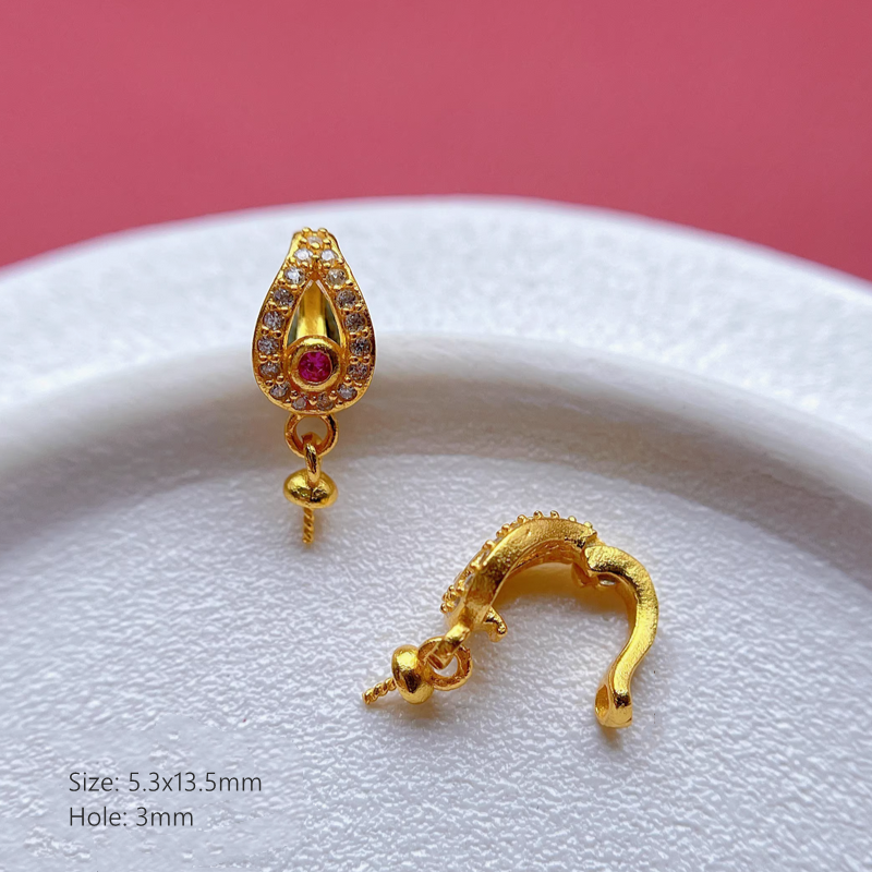 925 Sterling Silver Pinch Clip Gilded Artwork Hook Clasps