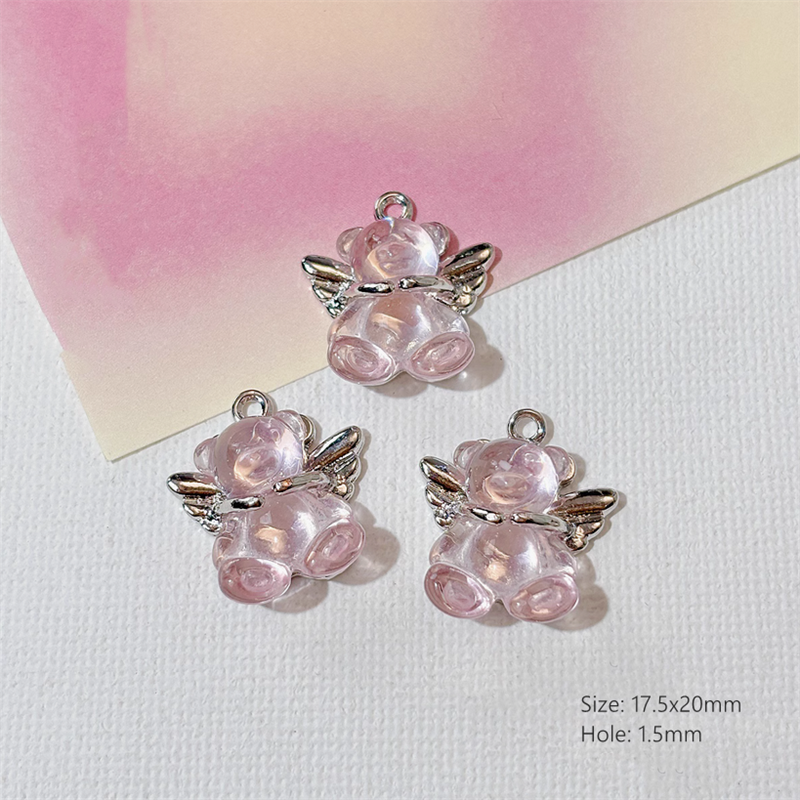 Alloy Pendants With Resin Pink Fairy Fantastic Charms