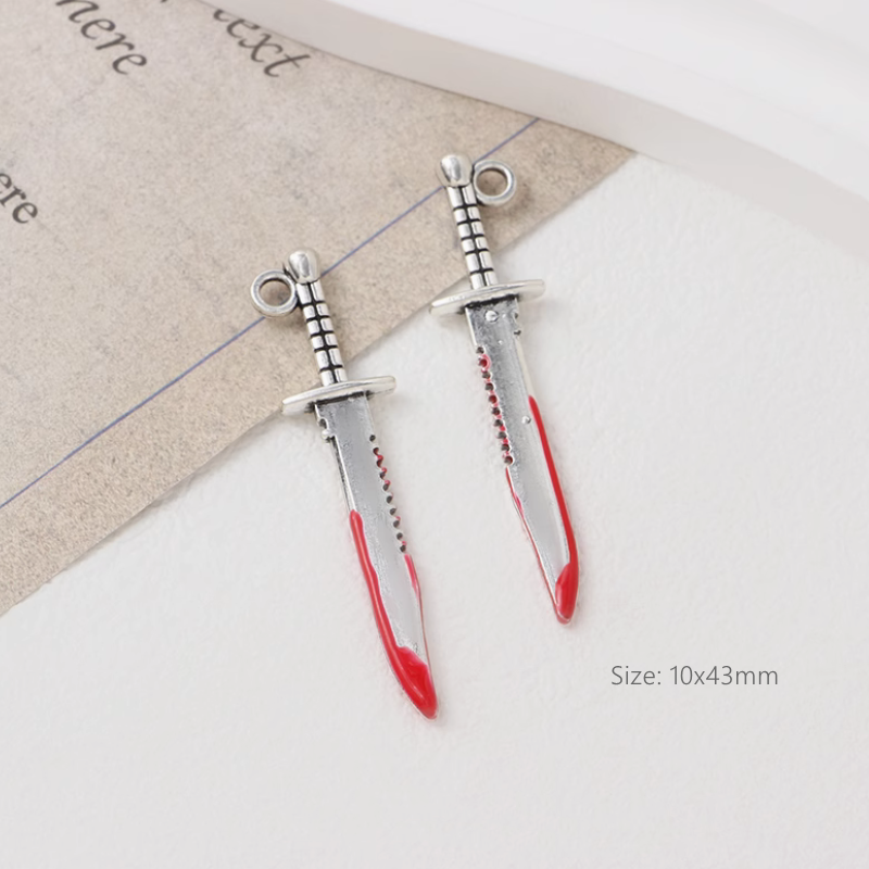 Pendant Halloween Theme Gothic Dark Handmaking DIY Charms Heart Sword