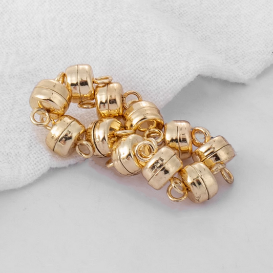 Brass Flat Round Magnetic Clasp, Gold Plated - CMDQ-01