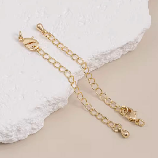 Brass Lobster Claw Clasp With Extended Chain, Gold Plated - CMHS-01