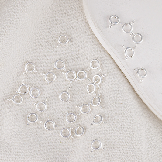 10pcs Brass 5.5mm Round Spring Ring Clasp, Silver Plated - CMYC-02