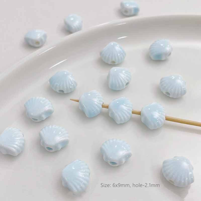 Porcelain Beads Ceramic Glazed Round Square Heart Clay Beads Charms